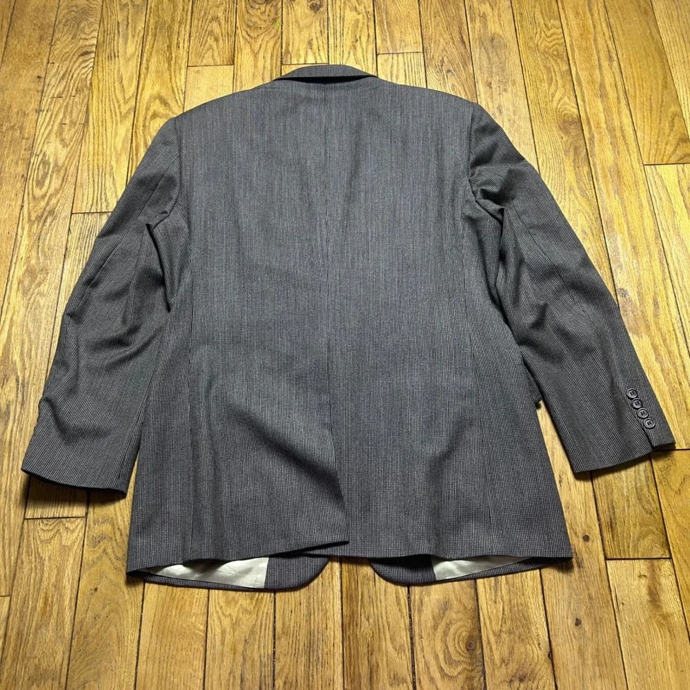 Vintage Jos A Bank Mens Grey Pure Wool Micro Houndstooth‎ Blazer Sport Coat 41